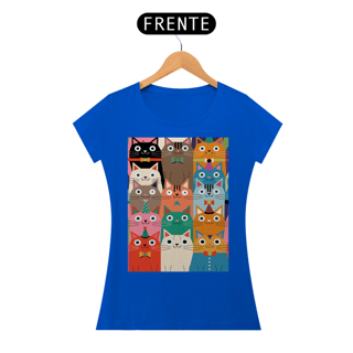 Nome do produto Camiseta Estampada Gatos Coloridos - Estilo Divertido e Exclusivo