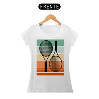 Nome do produto  Camiseta Feminina Estampada Raquetes de Tênis - Estilo Retro