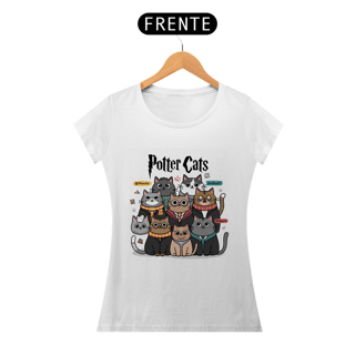 Nome do produto Camiseta Potter Cats - Divertida Estampa de Gatos Inspirada no Mundo Mágico