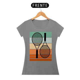 Nome do produto  Camiseta Feminina Estampada Raquetes de Tênis - Estilo Retro