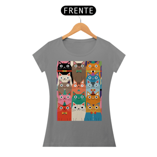 Nome do produto Camiseta Estampada Gatos Coloridos - Estilo Divertido e Exclusivo