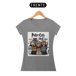 Nome do produto Camiseta Potter Cats - Divertida Estampa de Gatos Inspirada no Mundo Mágico