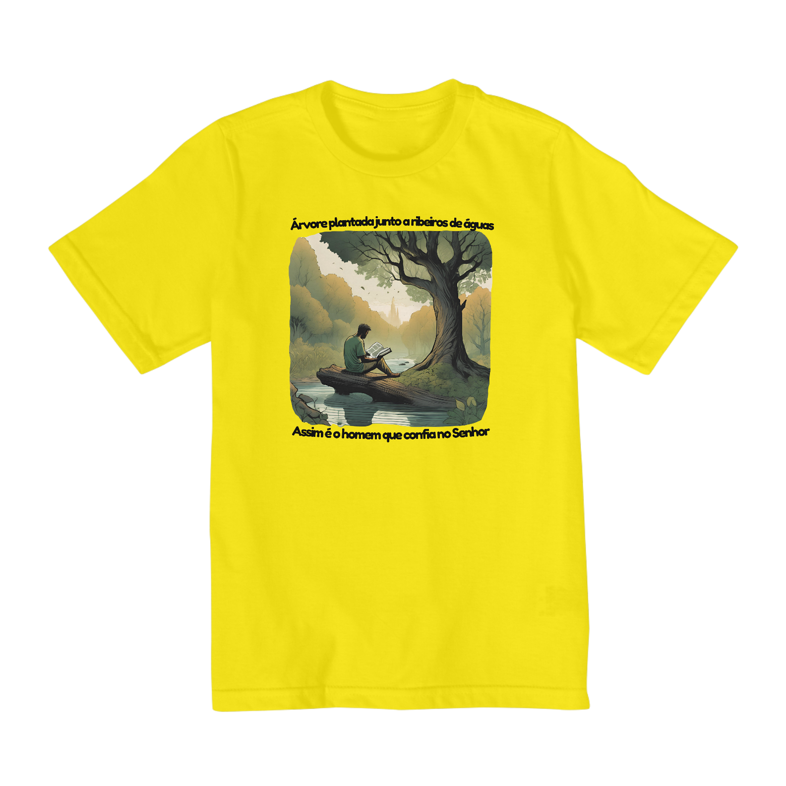 Camiseta Infantil (10 a 14 anos) Salmos 1 - Árvore plantada junto a ribeiros de águas
