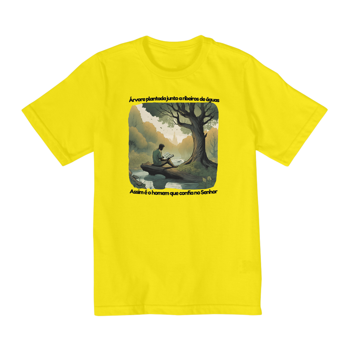 Nome do produto: Camiseta Infantil (10 a 14 anos) Salmos 1 - Árvore plantada junto a ribeiros de águas
