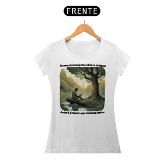 Nome do produto Camiseta Feminina Salmos 1 - Árvore plantada junto a ribeiros de águas