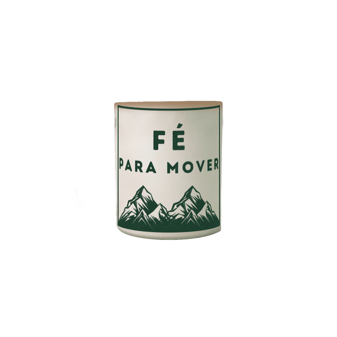 Caneca Mágica Fé para mover Montanhas - Letras Verdes