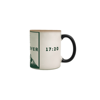 Nome do produto Caneca Mágica Fé para mover Montanhas - Letras Verdes