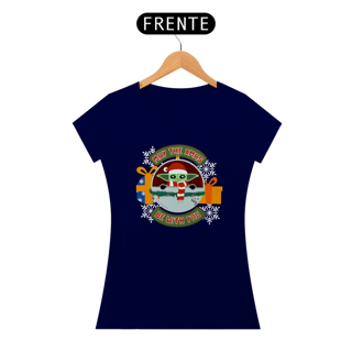 Nome do produtoCamiseta Natal do Grogu - Baby Look (Baby Long) - Estampa Exclusiva Geek | 100% Algodão | CVS