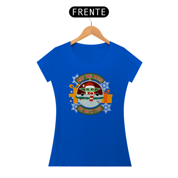 Camiseta Natal do Grogu - Baby Look (Baby Long) - Estampa Exclusiva Geek | 100% Algodão | CVS