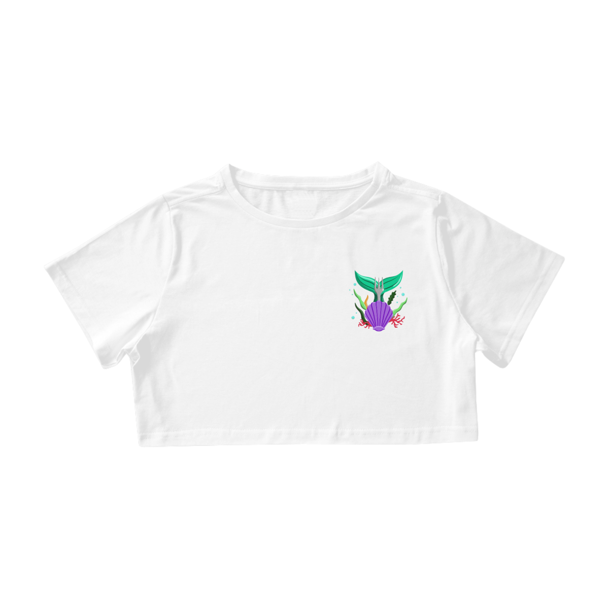 Nome do produto: Camiseta Cropped Princesa Ariel - Estampa Exclusiva Geek | 100% Algodão | CVS