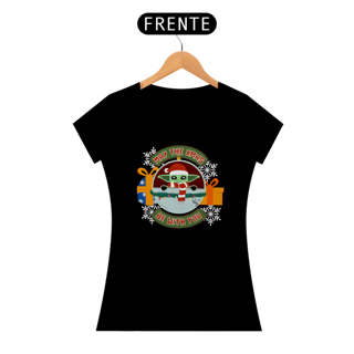 Nome do produtoCamiseta Natal do Grogu - Baby Look (Baby Long) - Estampa Exclusiva Geek | 100% Algodão | CVS