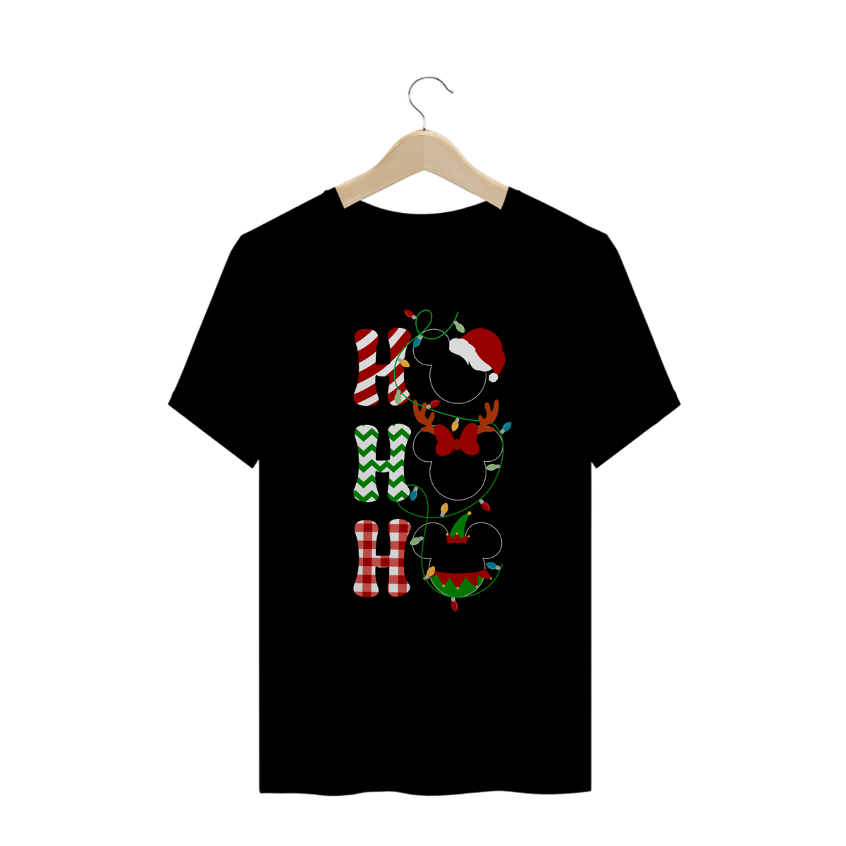 Nome do produto: Camiseta Mickey HO HO HO - Plus Size - Estampa Exclusiva Geek | 100% Algodão | CVS