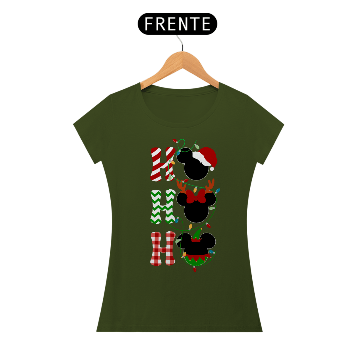 Nome do produto: Camiseta Mickey HO HO HO - Baby Look (Baby Long) - Estampa Exclusiva Geek | 100% Algodão | CVS