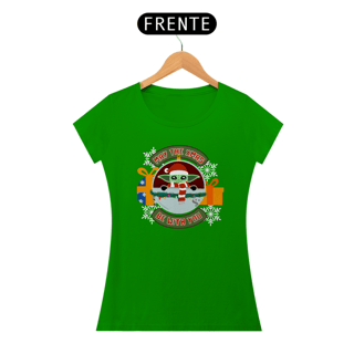 Nome do produtoCamiseta Natal do Grogu - Baby Look (Baby Long) - Estampa Exclusiva Geek | 100% Algodão | CVS