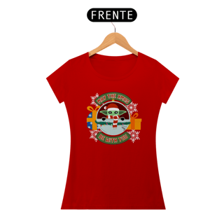 Nome do produtoCamiseta Natal do Grogu - Baby Look (Baby Long) - Estampa Exclusiva Geek | 100% Algodão | CVS