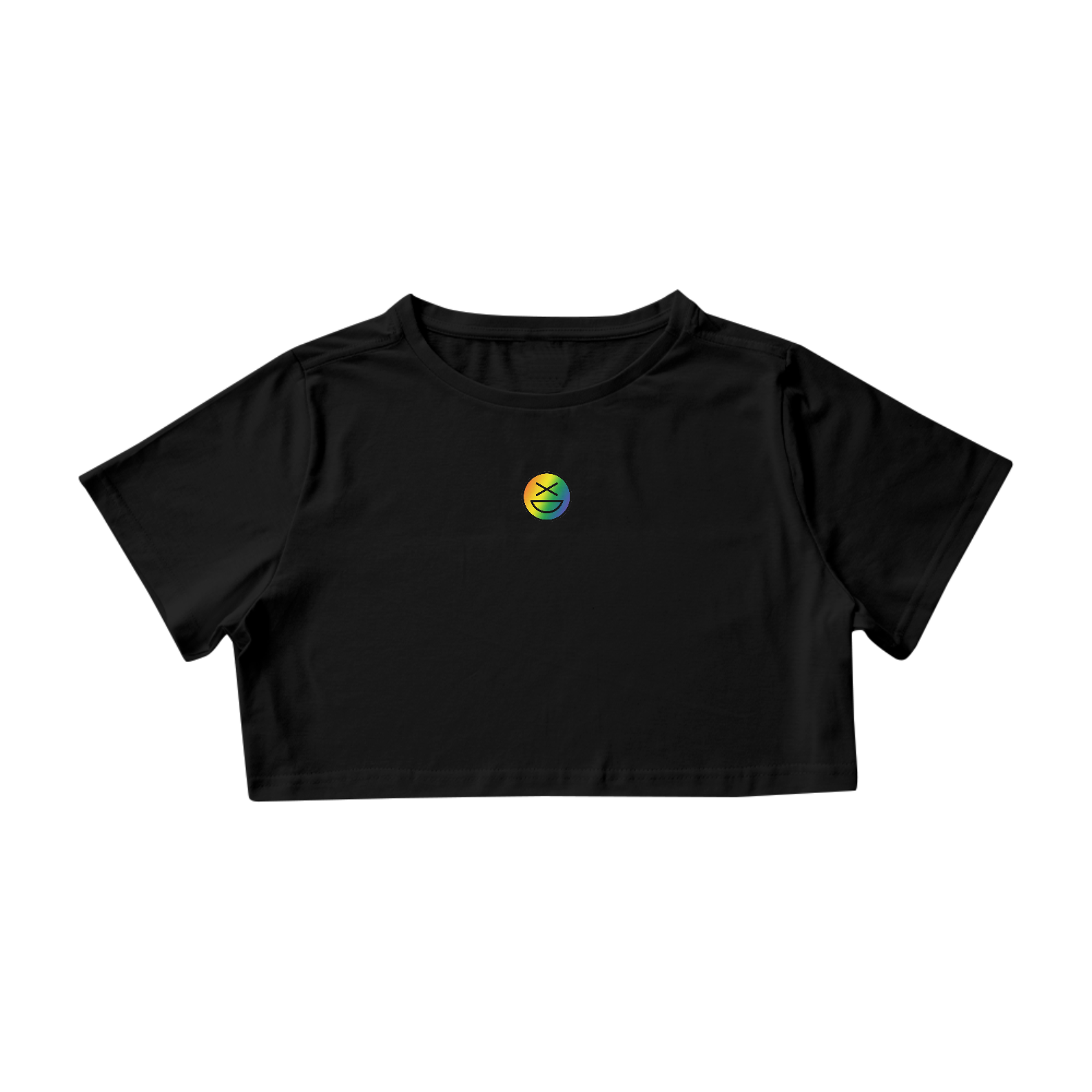 Cropped Xisde Preto e Branco com Logo do Orgulho - Inclusividade e Estilo Autêntico