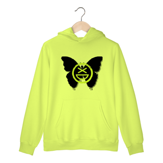 Nome do produto Moletom Canguru Xisde com Borboleta e Logo Verde Neon - Streetwear Autêntico