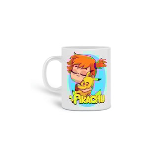Caneca Pokemon Pikachu Ash e Misty