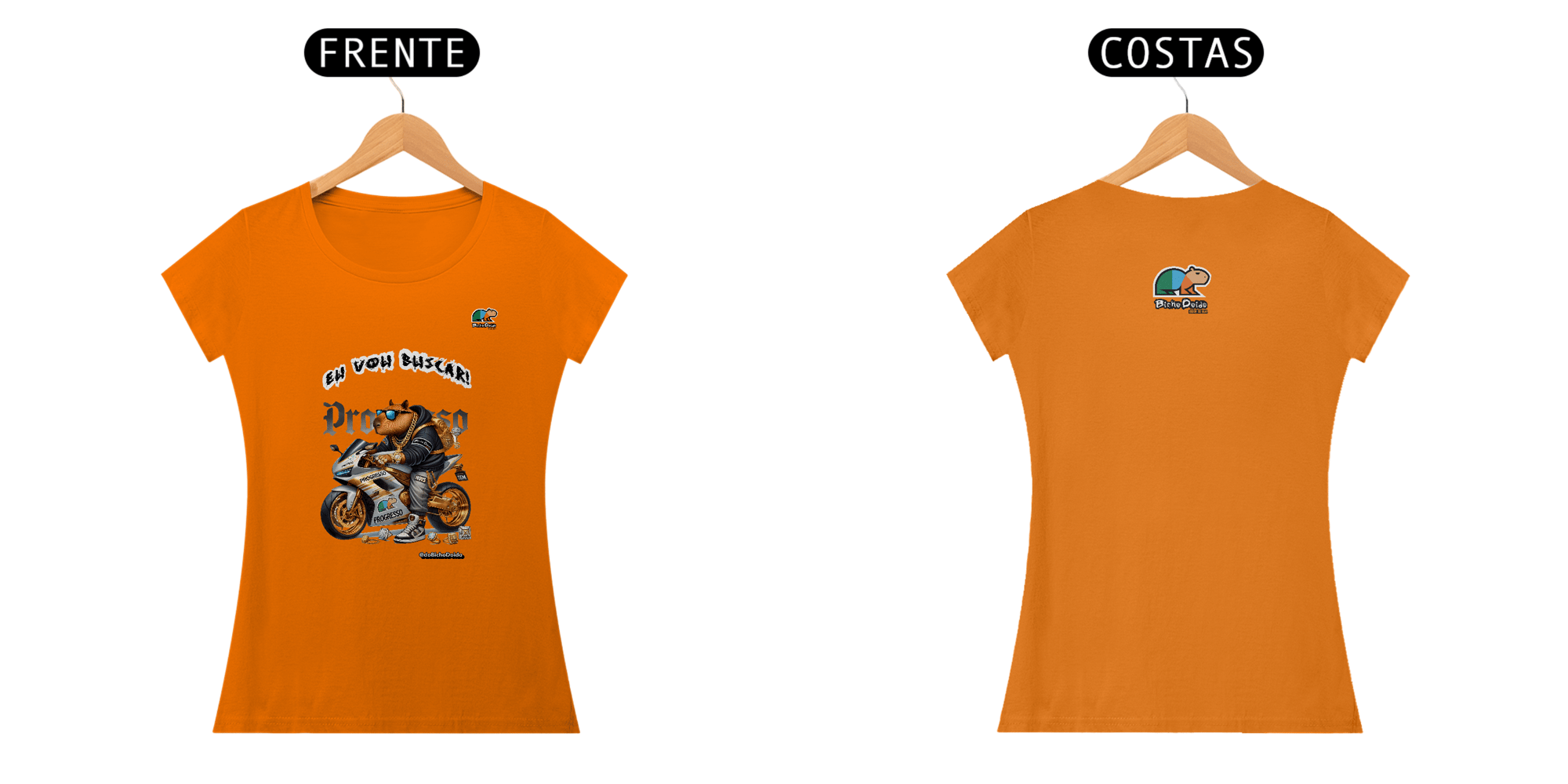 Camiseta Baby Long Quality, Eu vou buscar, De foguetão prateado, Bicho Doido