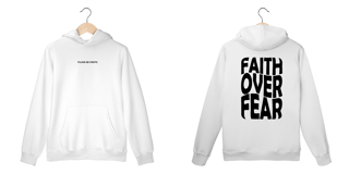 Nome do produto Moletom Canguru Faith Over Fear Branco