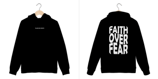 Nome do produto Moletom Canguru Faith Over Fear Preto Com Branco