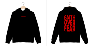 Nome do produto Moletom Canguru Faith Over Fear Preto Com Vermelho