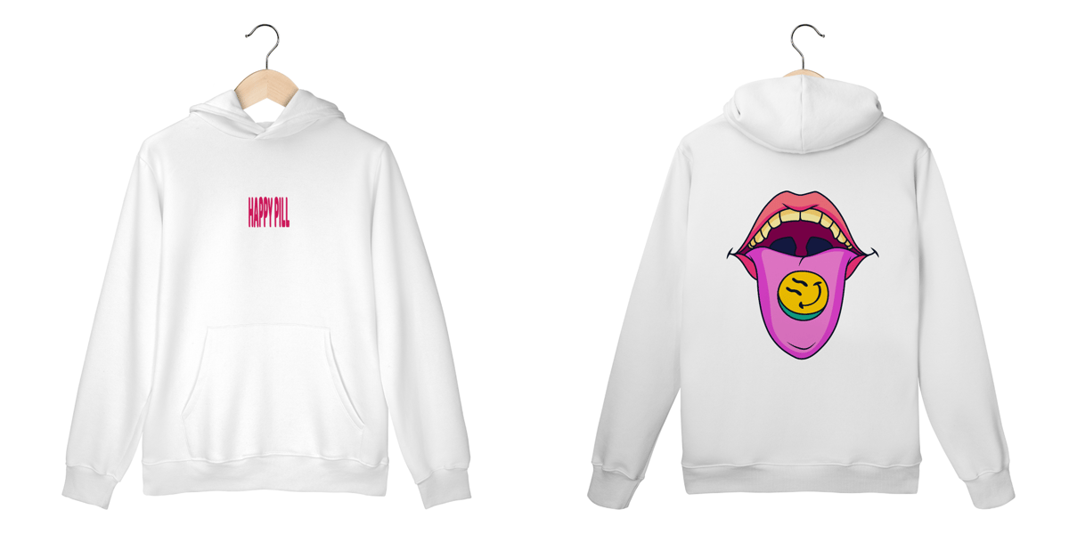 Nome do produto: Moletom Capuz Happy Pill