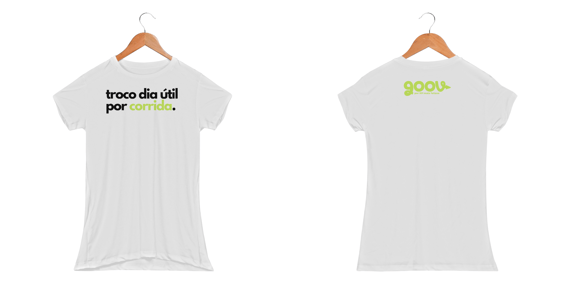 Camiseta feminina TROCO DIA ÚTIL POR CORRIDA // Malha DRY FIT 