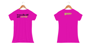 Nome do produto Camiseta feminina TROCO DIA ÚTIL POR CORRIDA // Malha DRY FIT 