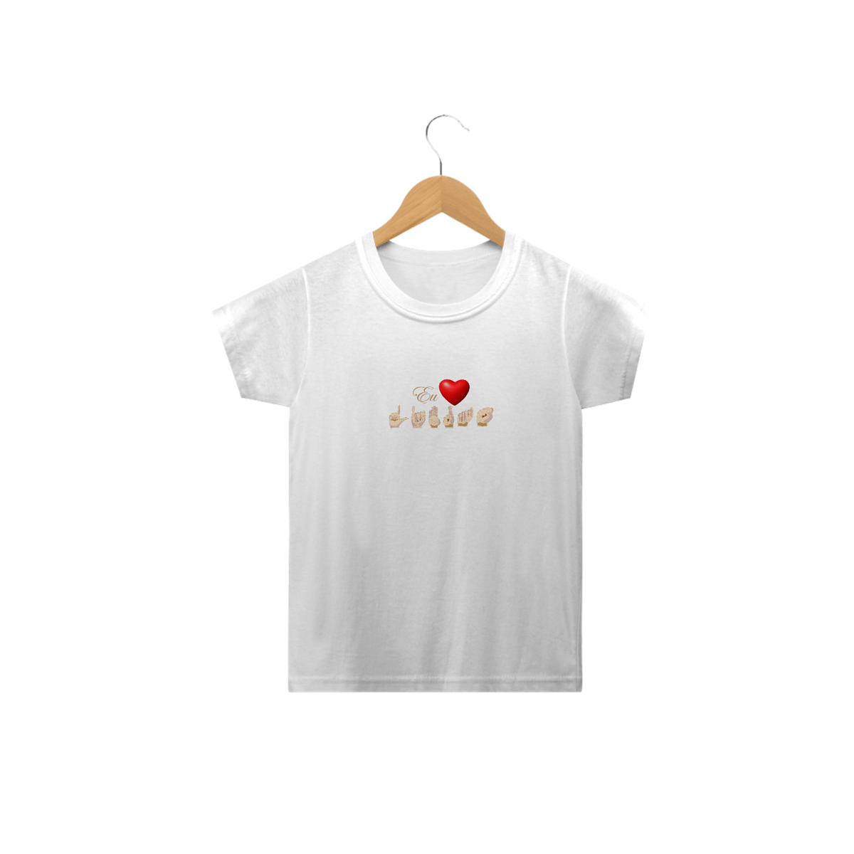 Nome do produto: Camiseta Infantil Libras Coração