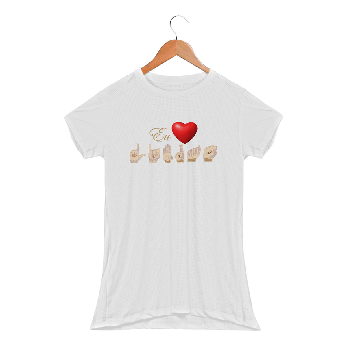 Nome do produto: Camiseta Sport Feminina Libras Coração
