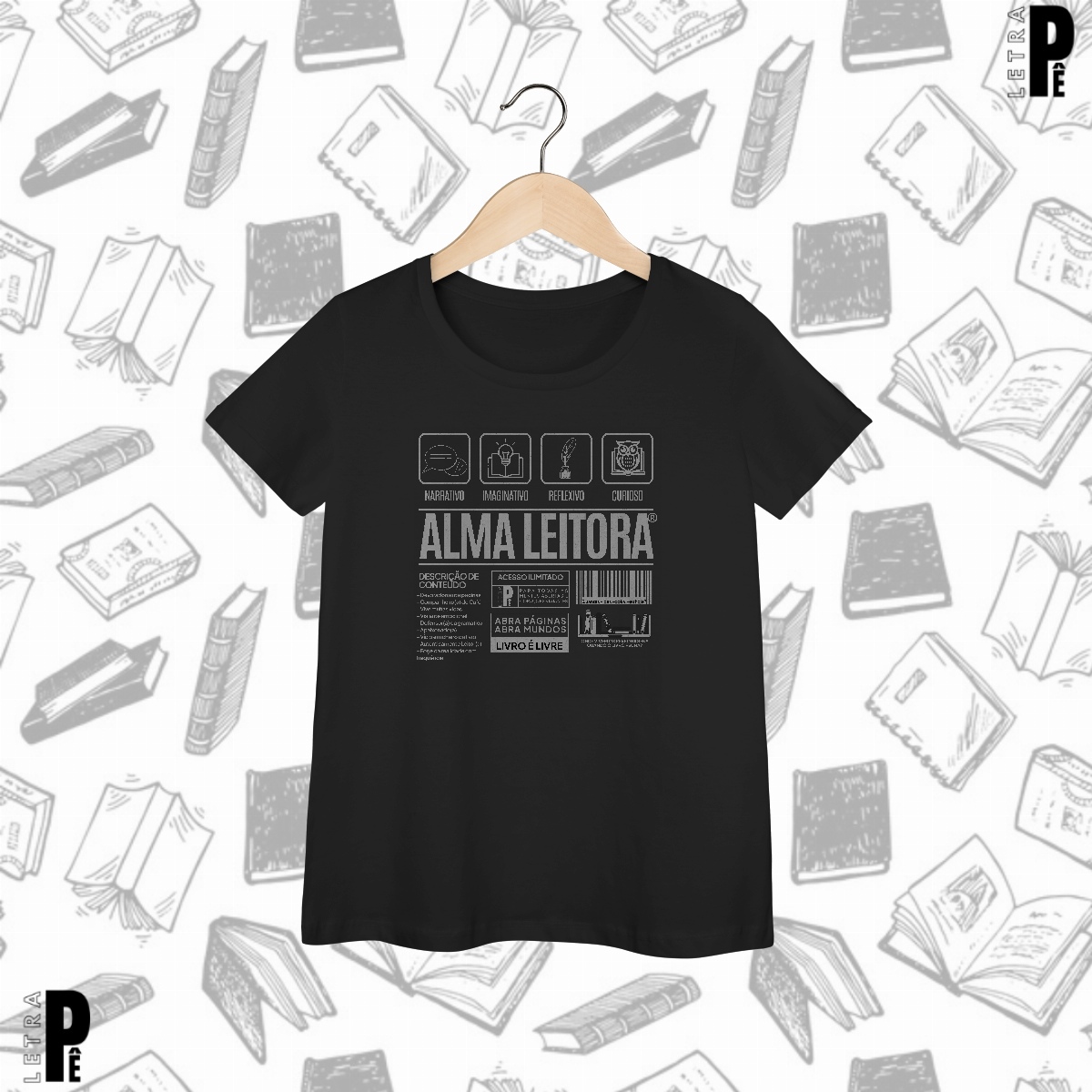 Nome do produto: Camiseta Feminina Alma Leitora