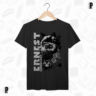 Nome do produtoCamiseta Masculina \ Unissex | Um gato - Ernest Hemingway
