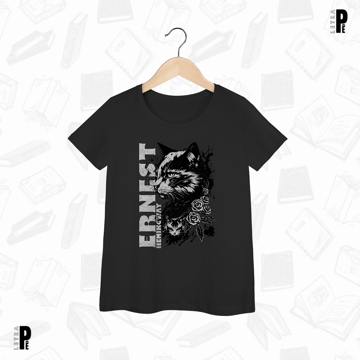 Camiseta Feminina | Um gato - Ernest Hemingway Nome do produto: Camiseta Feminina | Um gato - Ernest Hemingway