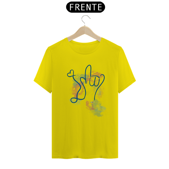 Camiseta I love you - aquarela (Libras)