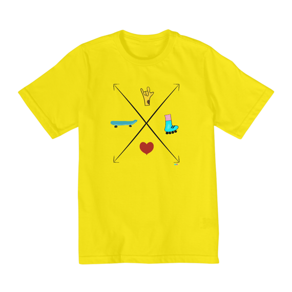 Camiseta infantil Setas (love skate e patins)