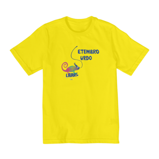 Nome do produtoCamiseta infantil Klaus - camaleão surdo - Setembro Surdo