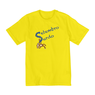 Nome do produtoCamiseta infantil Nico - macaco surdo - Setembro Surdo 