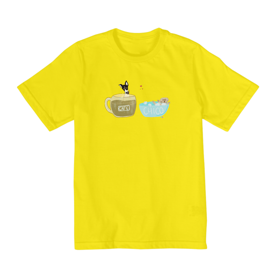 Camiseta infantil Café e Chico - banho e café 
