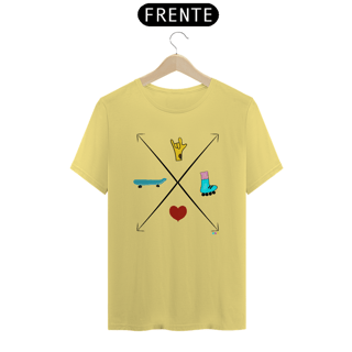 Nome do produtoCamiseta estonada Setas - love skate e patins (ASL/ Libras)