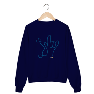 Nome do produtoMoletom fechado I love (azul) ASL/Libras