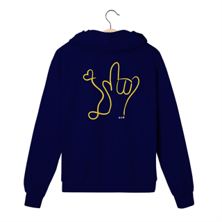 Nome do produtoMoletom c/ zíper I love (amarelo) ALS/Libras