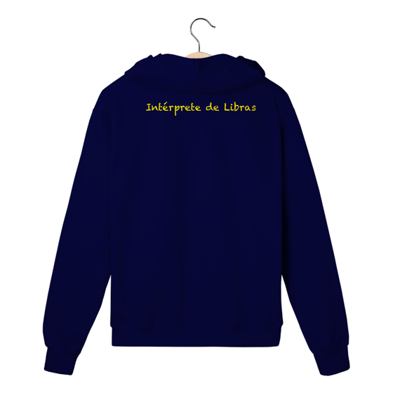Moletom c/ zíper intérprete de Libras + sinal I love you (ASL/Libras)