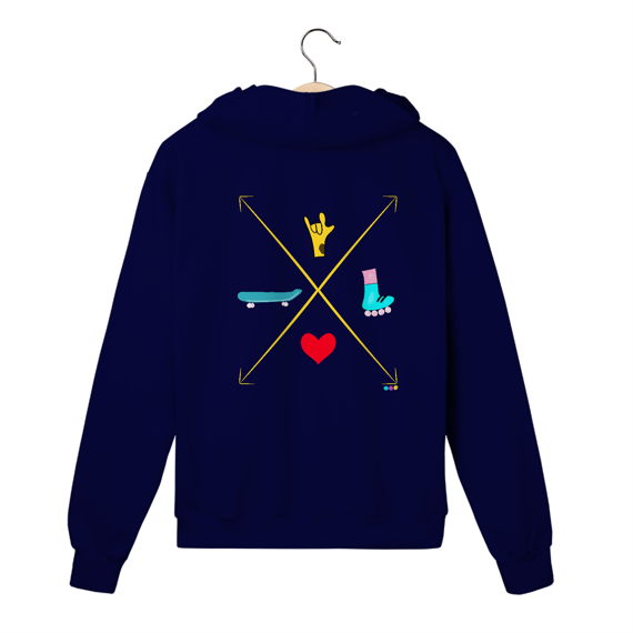 Moletom fechado setas - love skate e patins (ASL/ Libras)