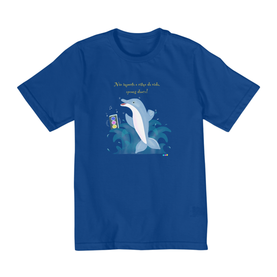 Camiseta infantil Dodo - golfinho dançante - com frase