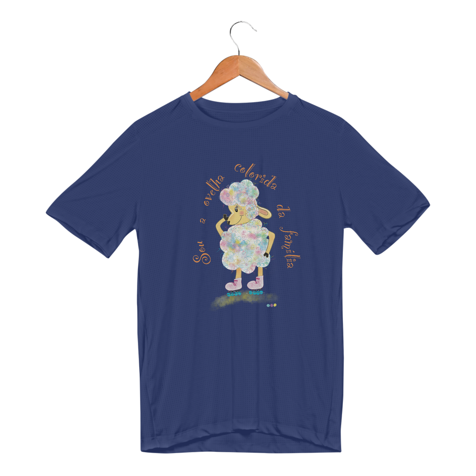 Camiseta esportiva Raibow - ovelha colorida - com frase 