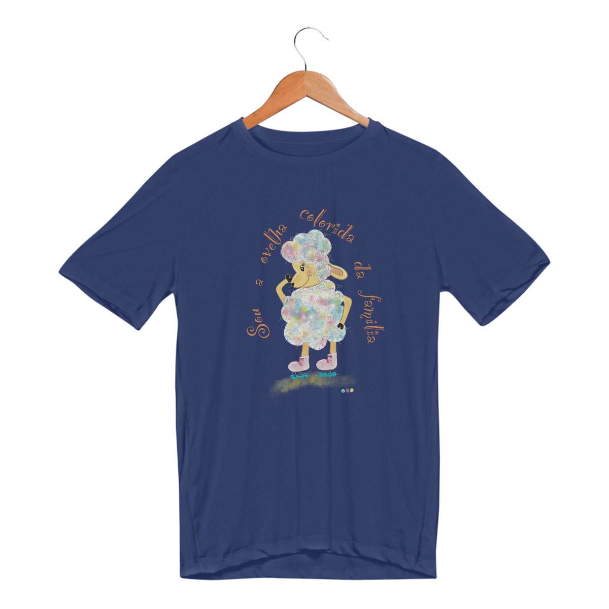 Nome do produto: Camiseta esportiva Raibow - ovelha colorida - com frase 