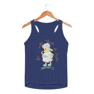 Nome do produtoRegata fem esportiva Raibow - ovelha colorida - com frase 