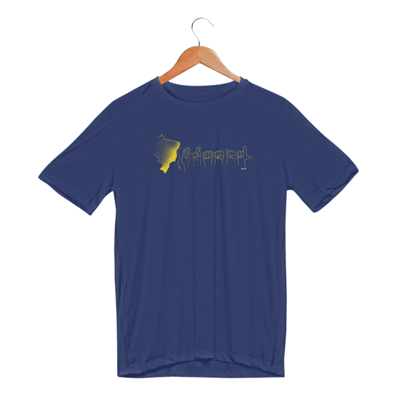 Camiseta esportiva Camiseta esportiva Brasil (mapa e soletração - amarelo)
