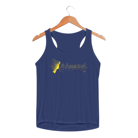 Regata fem esportiva Brasil (mapa e soletração - amarelo) 